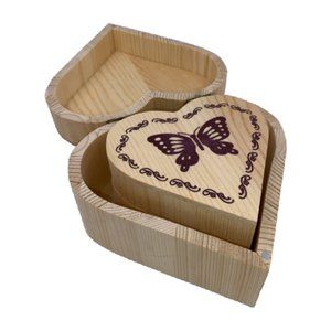 Set of 3 Wooden Heart Jewelry Box Nesting Boxes